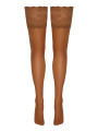 Bas autofixants large jarretière dentelle beige - Cotelli Legwear