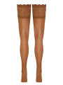 Bas autofixants large jarretière dentelle beige - Cotelli Legwear