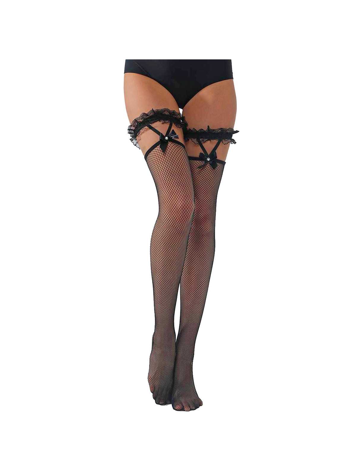 Bas en résilles avec jarretières à noeuds