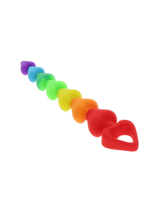 Stimulateur anal Rainbow Heart Beads - Toyjoy