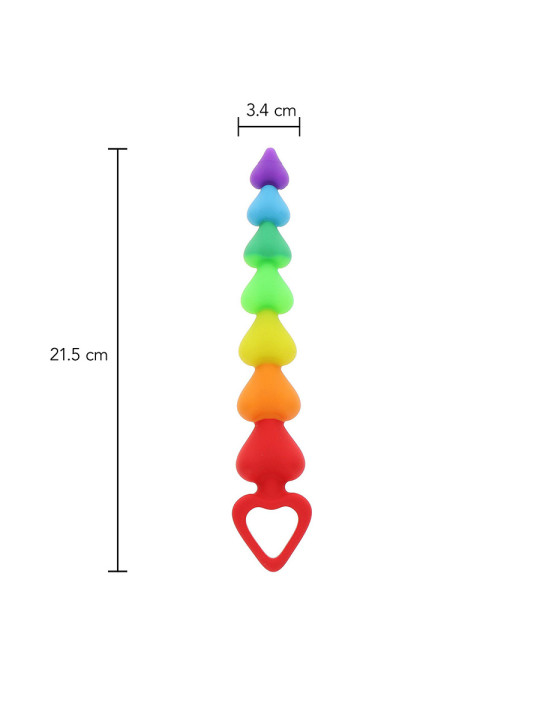 Stimulateur anal Rainbow Heart Beads - Toyjoy