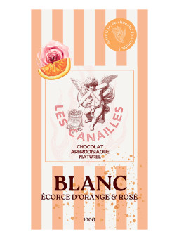 Chocolat blanc écorce d'orange et rose - Tablette 100g - Les canailles