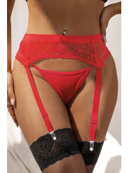 Porte-jarretelles et string Rouge - Litolu Lingerie
