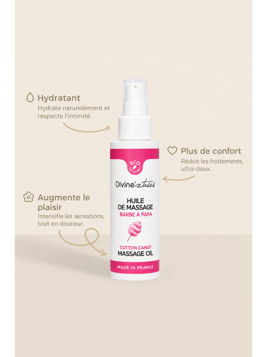 Huile de massage BIO barbe à papa - Divinextases