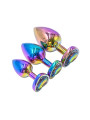 3 plugs coeur Crystal Heart métal arc-en-ciel - DIK