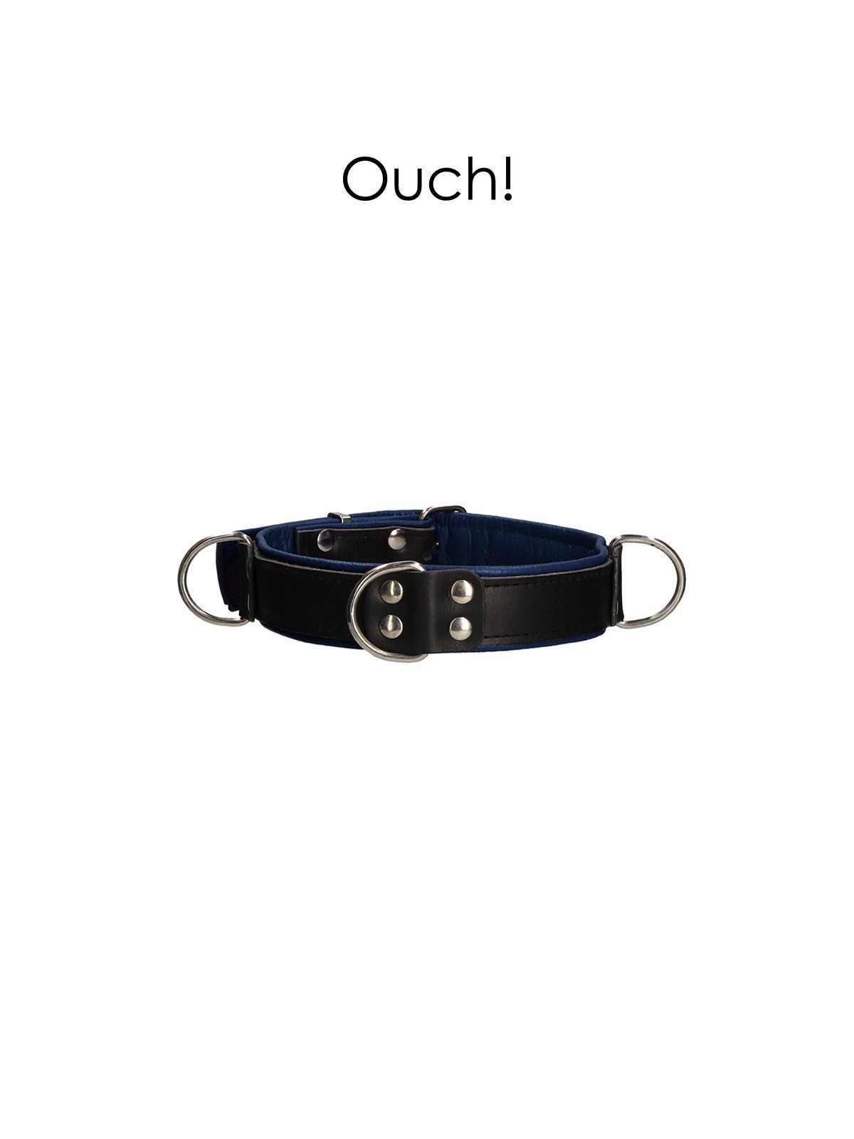 Collier Bondage Deluxe bleu et noir - Ouch!